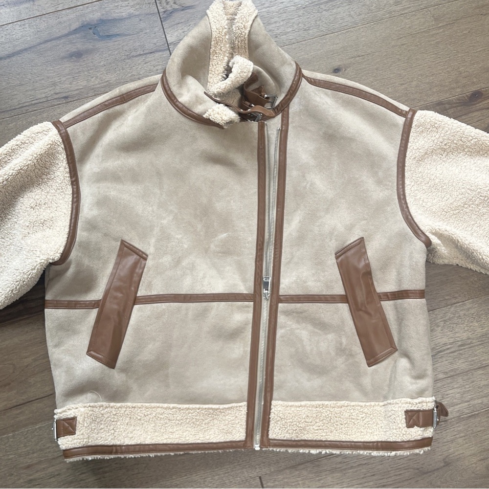 Zara Tan and Cream Utility Jacket